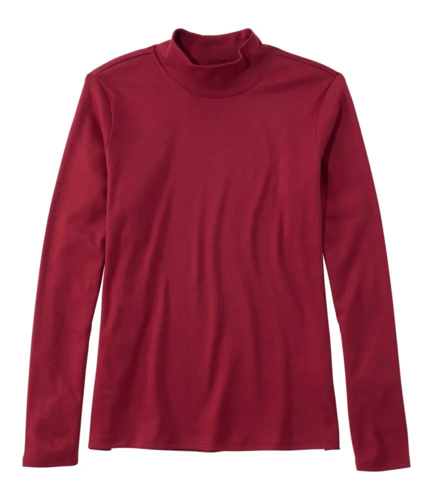 Women's Pima Cotton Tee, Long-Sleeve Mockneck