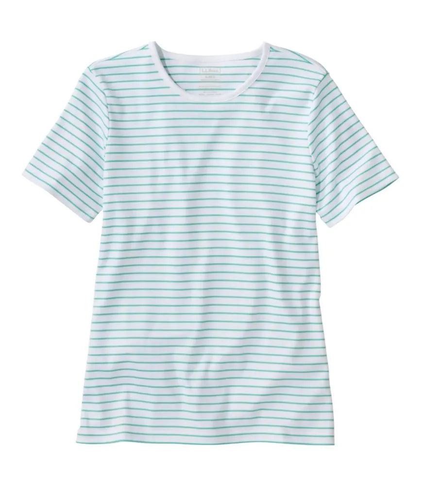 Women's Pima Cotton Tee, Short-Sleeve Crewneck Stripe