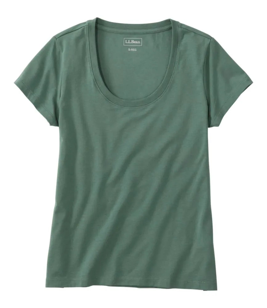 Women's Soft Stretch Supima-Blend Tee, Scoopneck Short-Sleeve