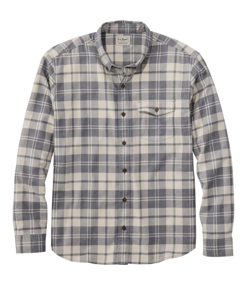 Men's Brushed Jaspé Twill Shirt, Plaid, Traditional Untucked Fit