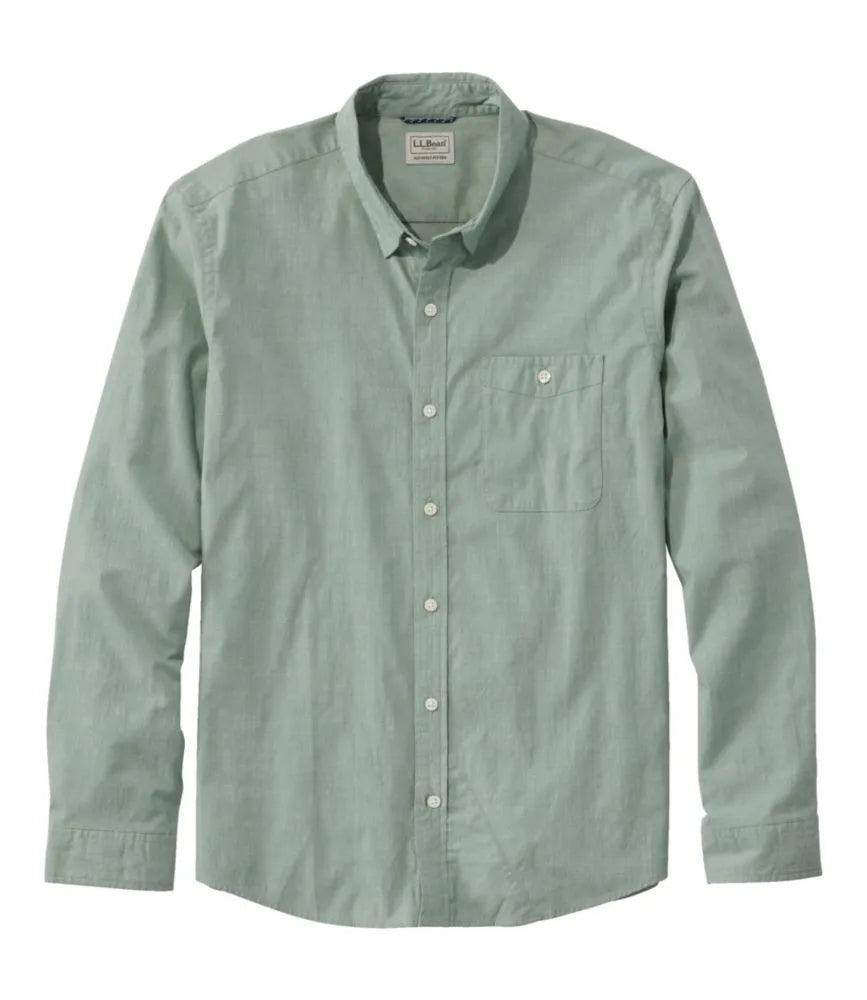 Men's Comfort Stretch Performance® Chambray Shirt, Long-Sleeve, Slightly Fitted Untucked Fit