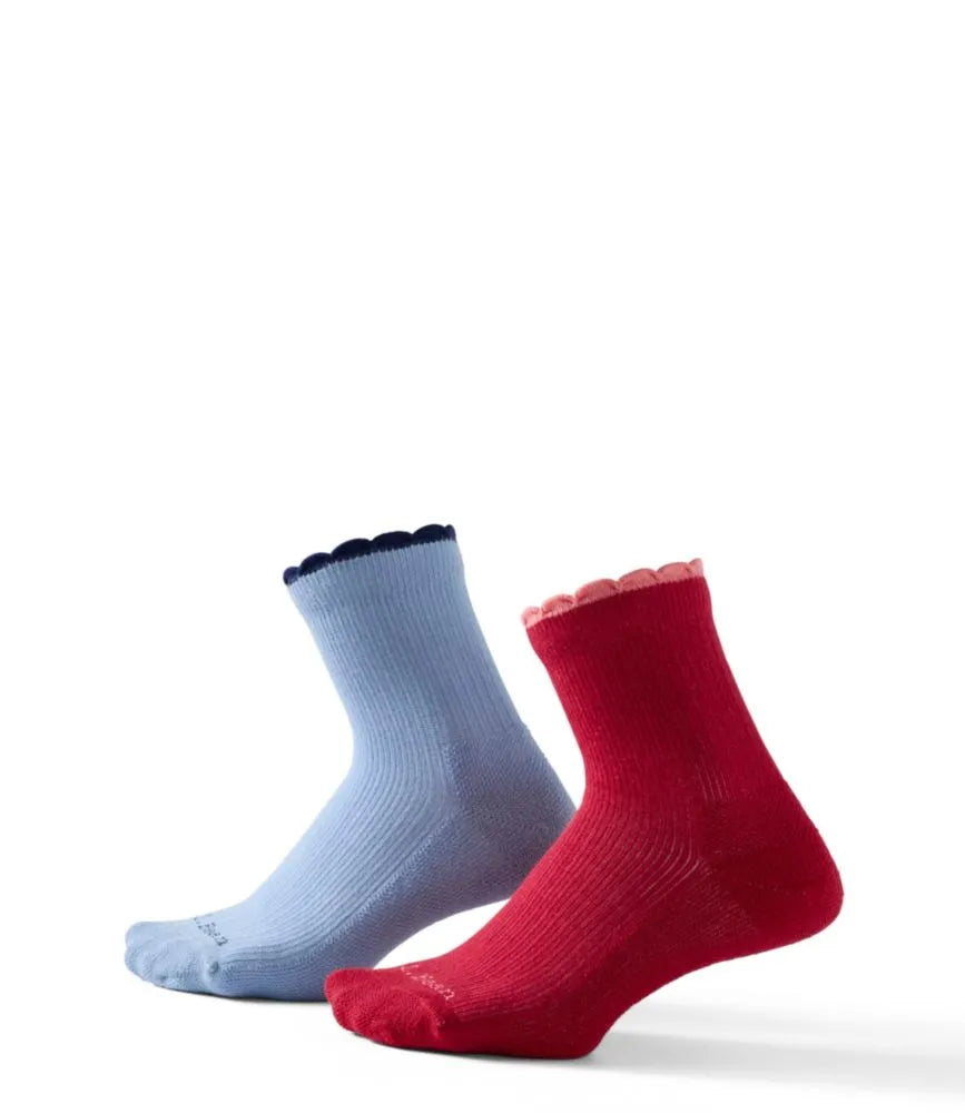 Women's Scalloped Edge Micro Crew Socks, 2-Pack