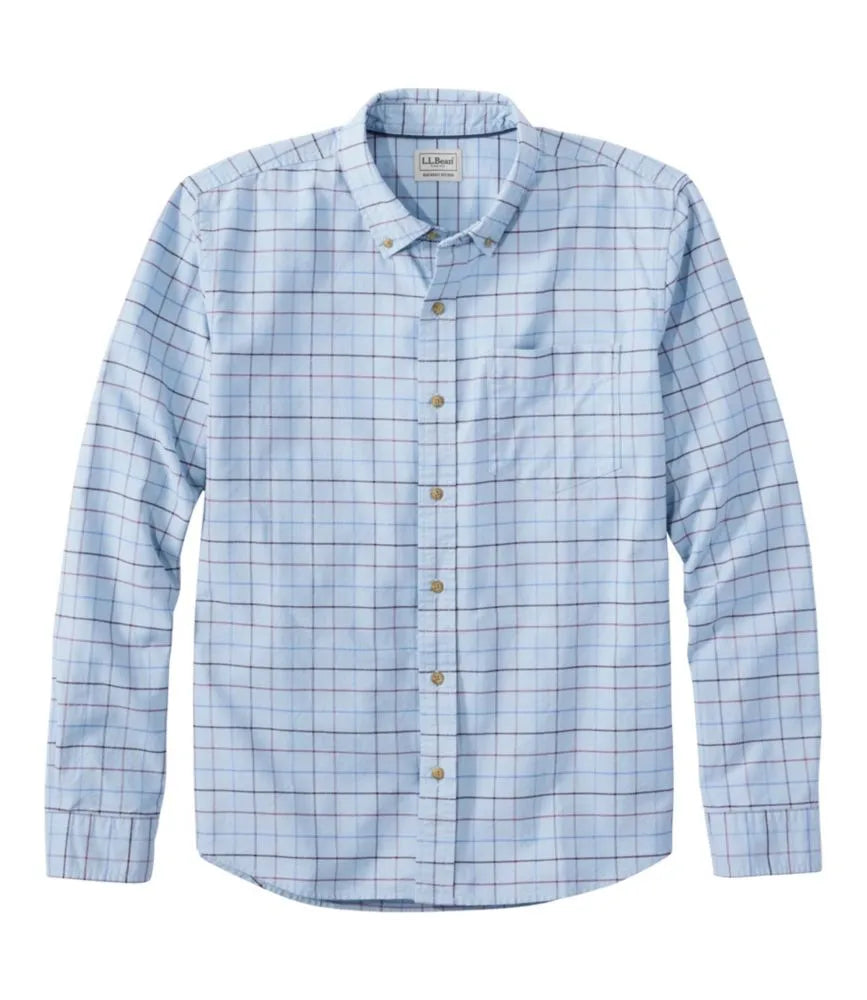 Men's Sunwashed Oxford Shirt, Slightly Fitted Untucked Fit, Plaid