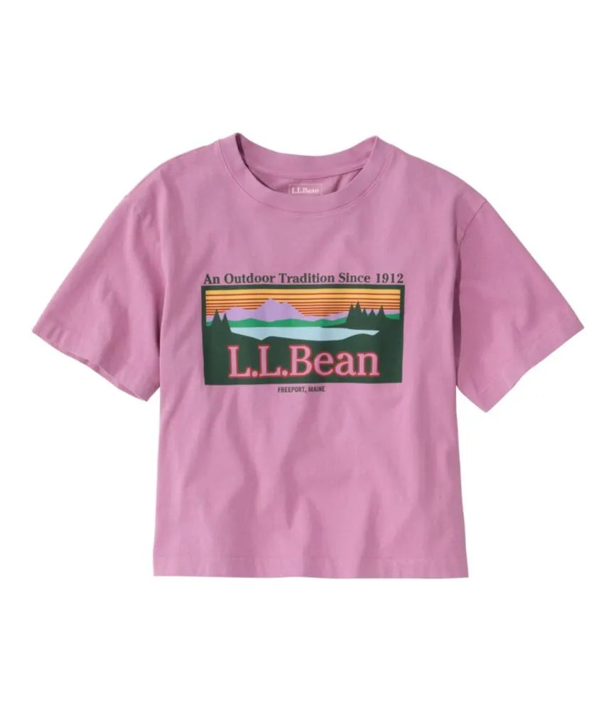 Women's Sunwashed Tee, Short-Sleeve Cropped Boxy Crewneck Logo