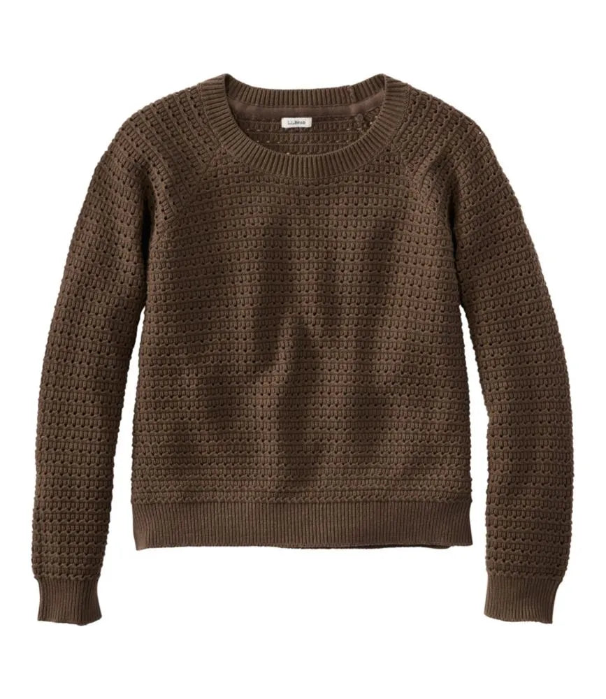 Women's Sunwashed Openwork Sweater, Crewneck