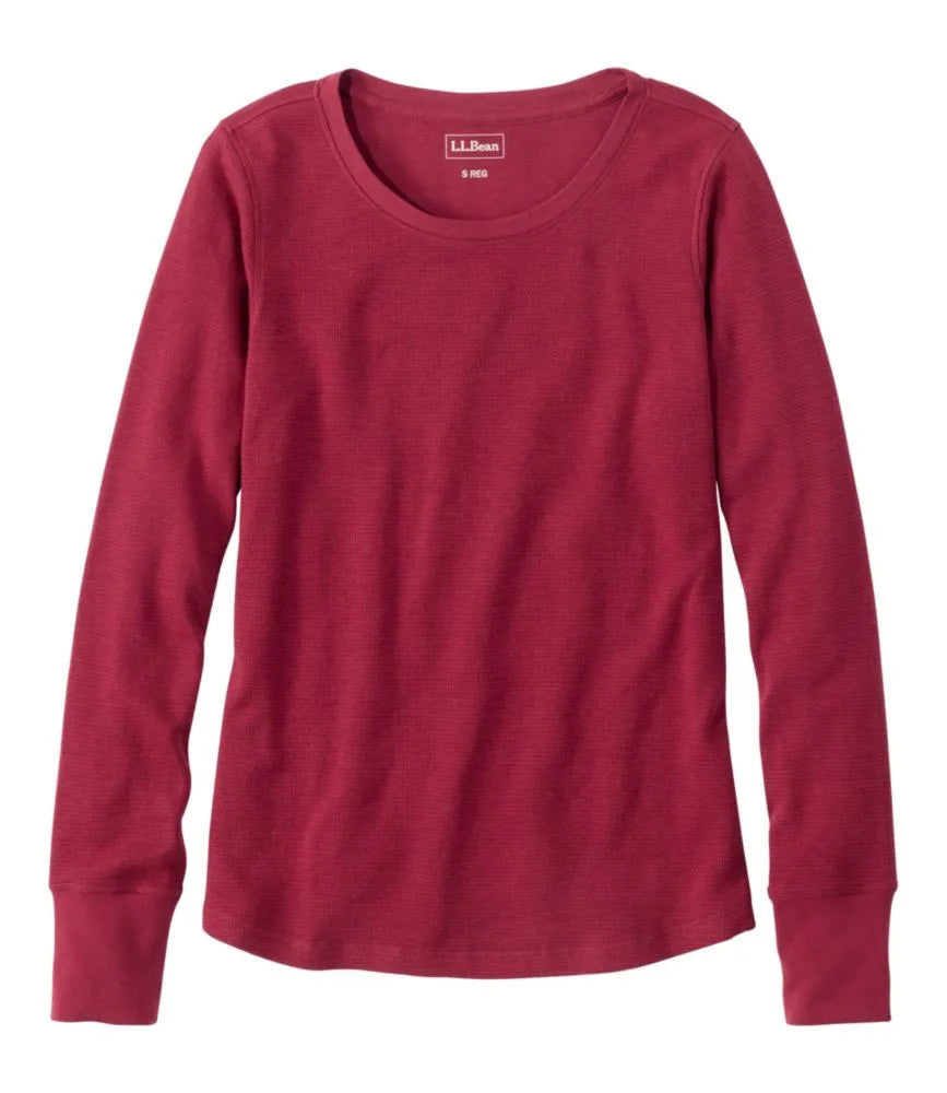 Women's Waffle-Knit Top, Long-Sleeve Jewelneck