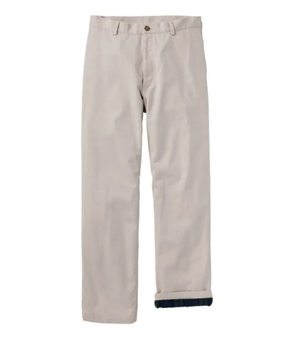 Men's Double L® Chinos, Natural Fit, Plain Front, Flannel-Lined