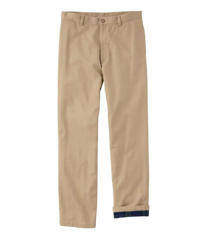 Men's Double L® Chinos, Natural Fit, Plain Front, Flannel-Lined