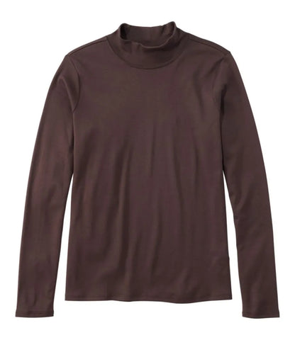 Women's Pima Cotton Tee, Long-Sleeve Mockneck