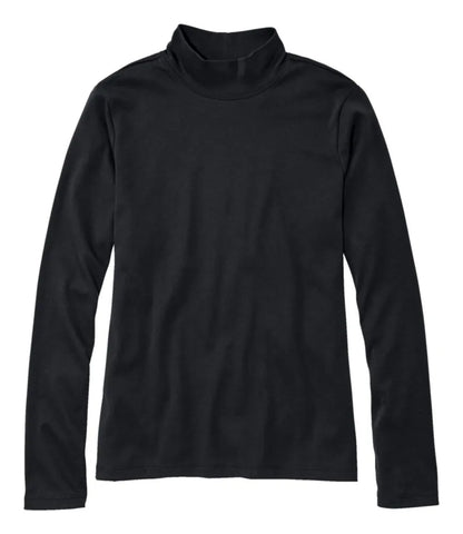 Women's Pima Cotton Tee, Long-Sleeve Mockneck