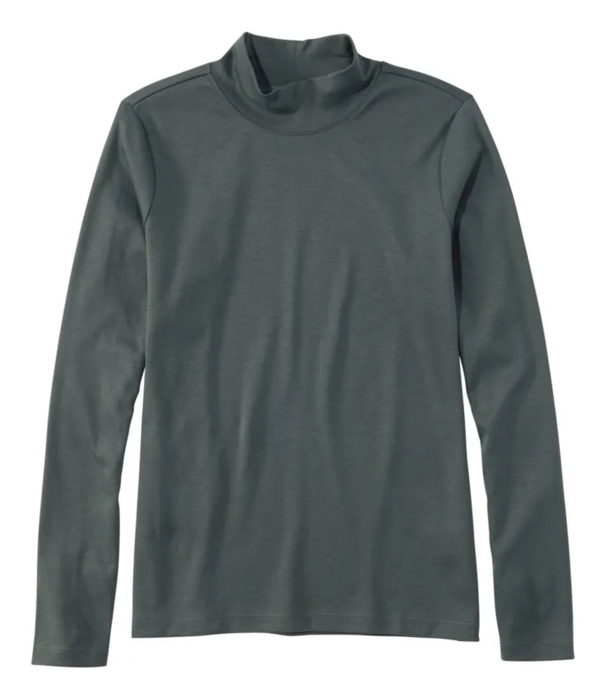 Women's Pima Cotton Tee, Long-Sleeve Mockneck