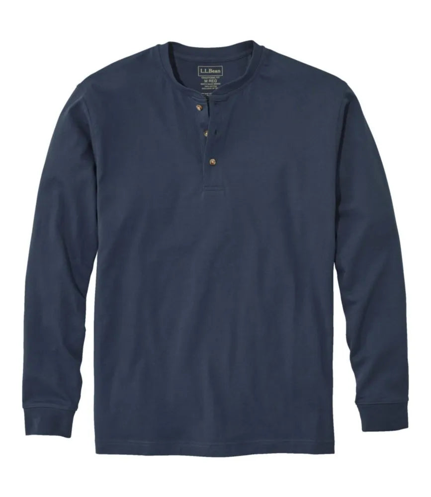 Men's Carefree Unshrinkable Tee, Traditional Fit, Long-Sleeve Henley