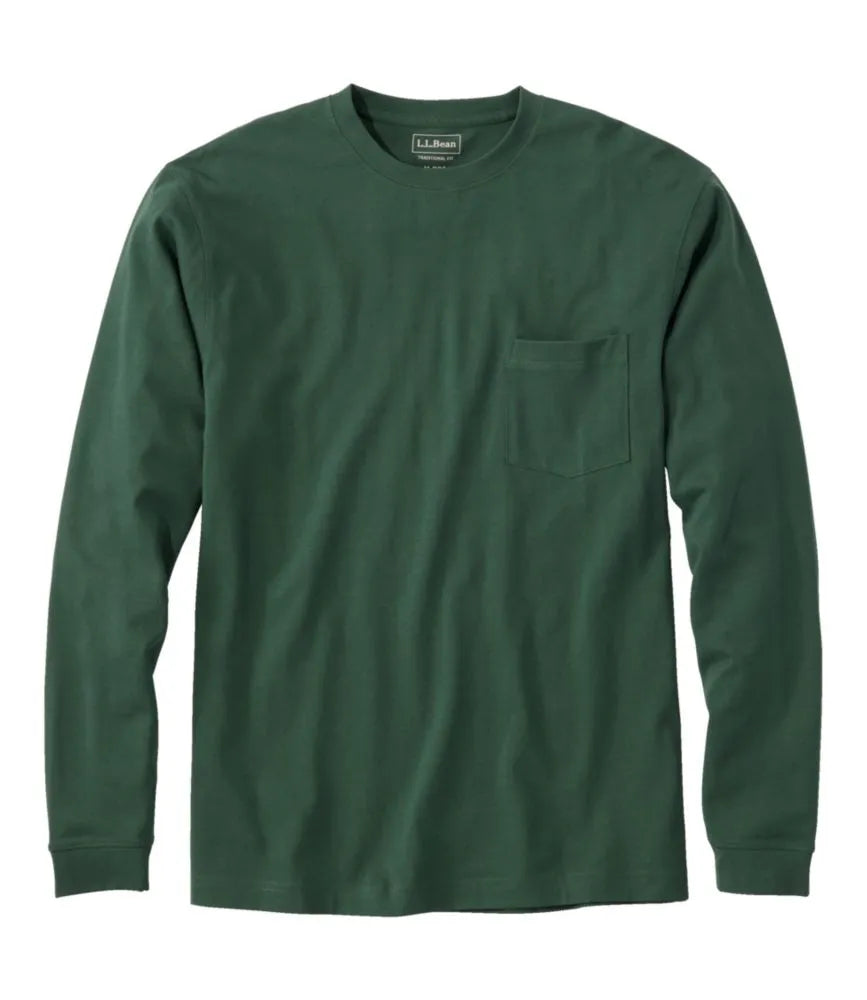 Men's Carefree Unshrinkable Tee with Pocket, Traditional Fit, Long-Sleeve
