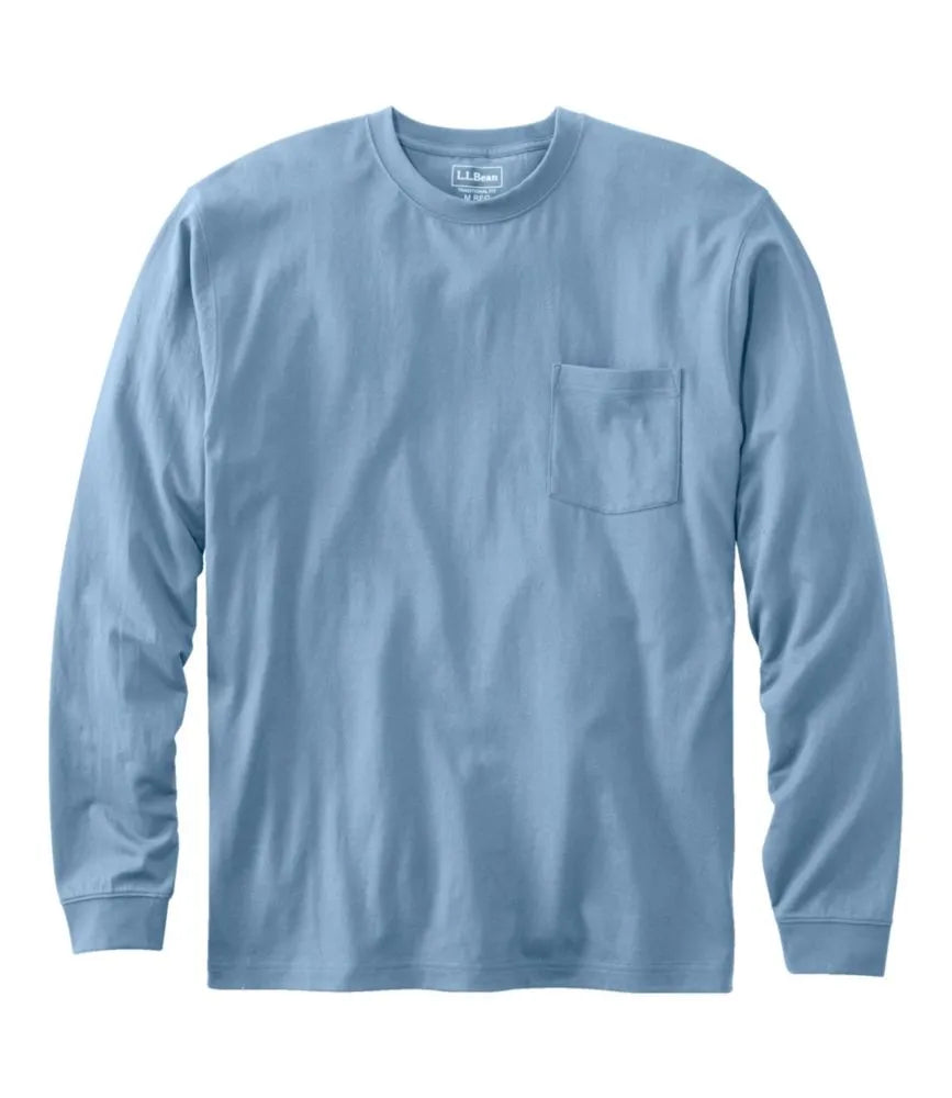 Men's Carefree Unshrinkable Tee with Pocket, Traditional Fit, Long-Sleeve