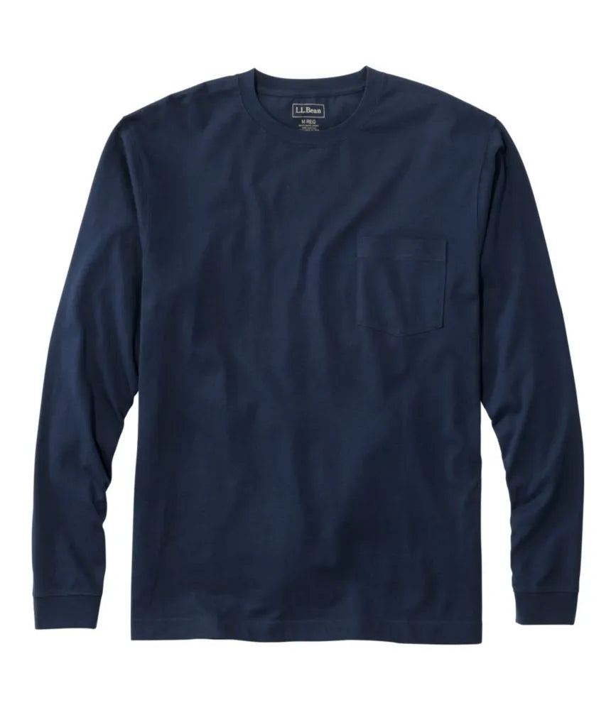 Men's Carefree Unshrinkable Tee with Pocket, Traditional Fit, Long-Sleeve