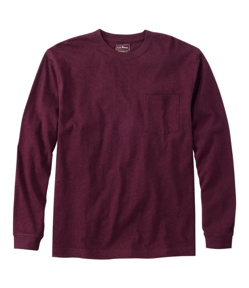 Men's Carefree Unshrinkable Tee with Pocket, Traditional Fit, Long-Sleeve