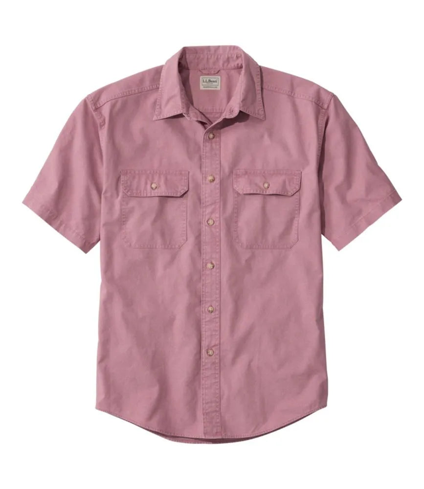 Men's Sunwashed Canvas Shirt, Traditional Fit Short-Sleeve