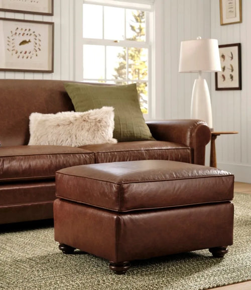 Bean's Leather Lodge Ottoman