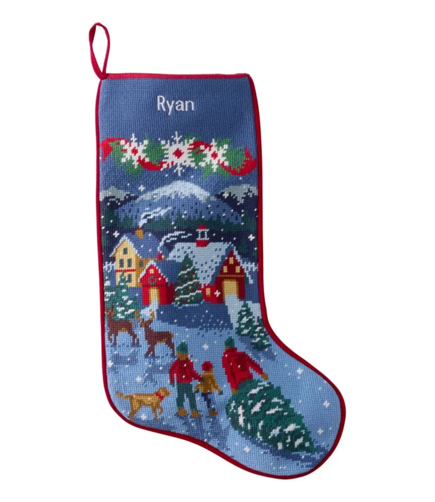 Christmas Needlepoint Stocking, Cotton