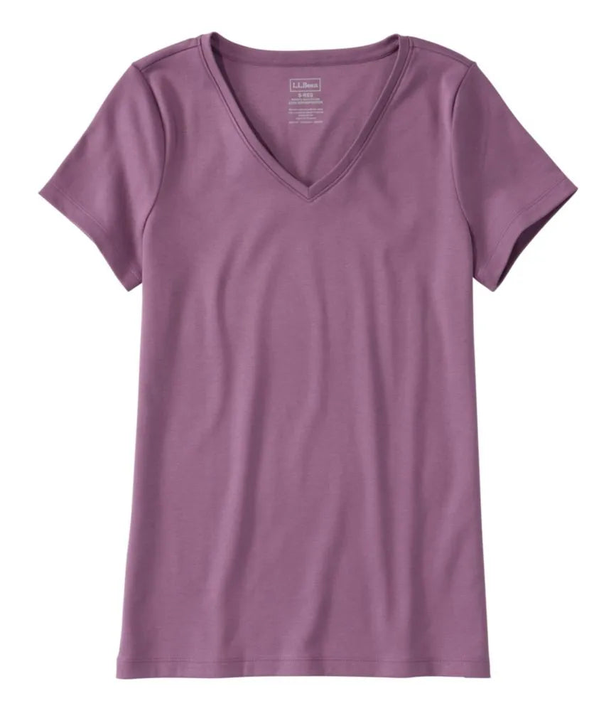 Women's Pima Cotton Shaped V-Neck, Short-Sleeve