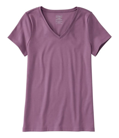 Women's Pima Cotton Shaped V-Neck, Short-Sleeve