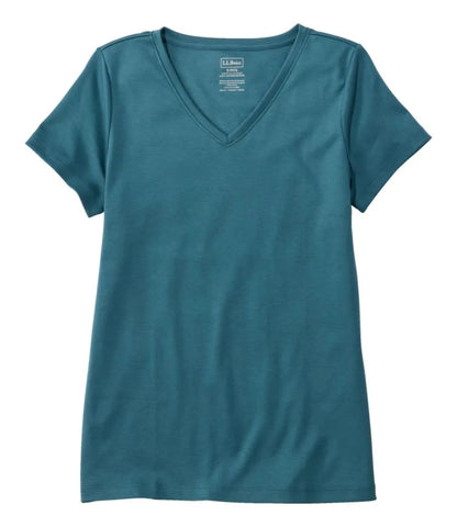 Women's Pima Cotton Shaped V-Neck, Short-Sleeve