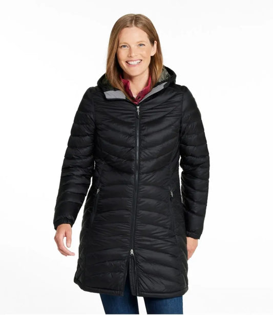 Women's Ultralight 850 Down Hooded Coat, Three-Quarter Length