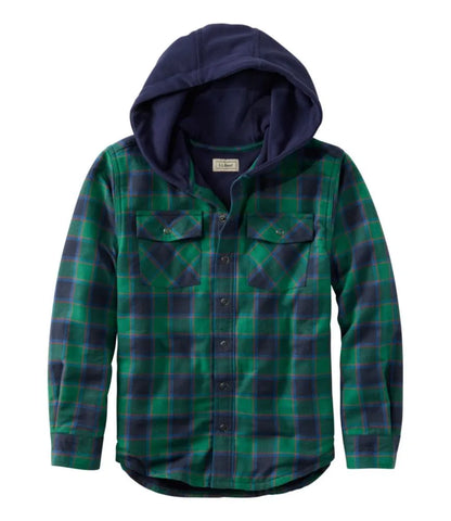 Kids' Fleece-Lined Flannel Shirt, Hooded Plaid