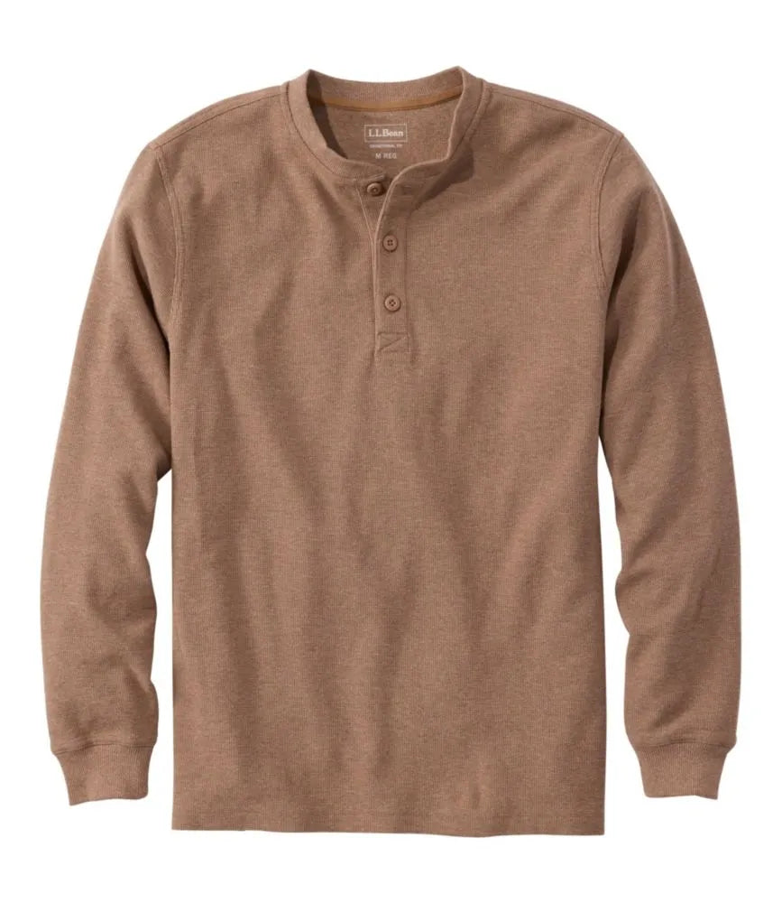 Men's Unshrinkable Mini-Waffle Henley, Long-Sleeve Traditional Fit