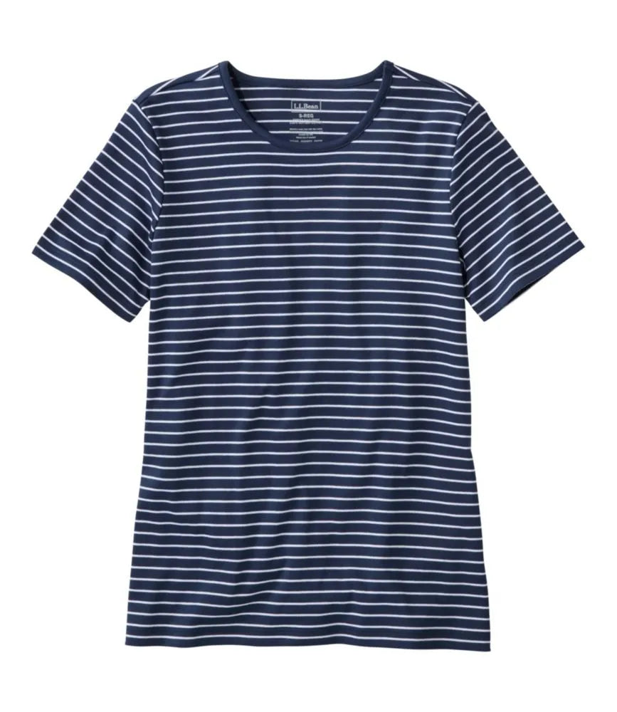 Women's Pima Cotton Tee, Short-Sleeve Crewneck Stripe