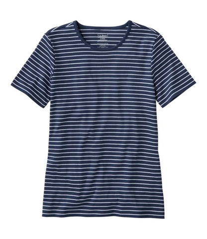 Women's Pima Cotton Tee, Short-Sleeve Crewneck Stripe