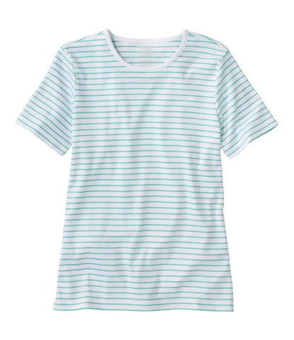 Women's Pima Cotton Tee, Short-Sleeve Crewneck Stripe