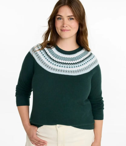 Women's Classic Cashmere Sweater, Crewneck Fair Isle