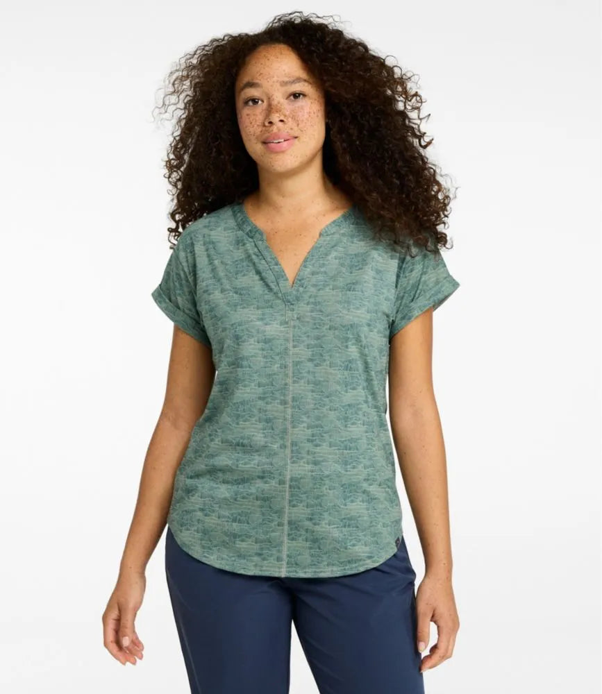 Women's Streamside Tee, Short-Sleeve Splitneck Print