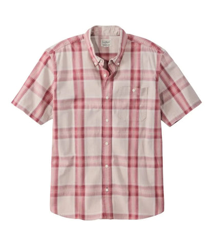 Men's Comfort Stretch® Chambray Shirt, Traditional Untucked Fit, Short-Sleeve, Plaid