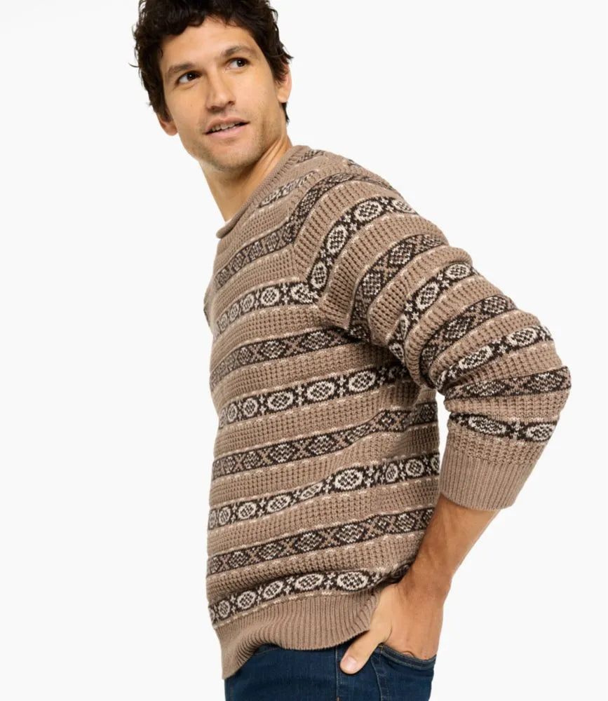 Men's L.L.Bean Organic Cotton Waffle Sweater, Crewneck, Fair Isle