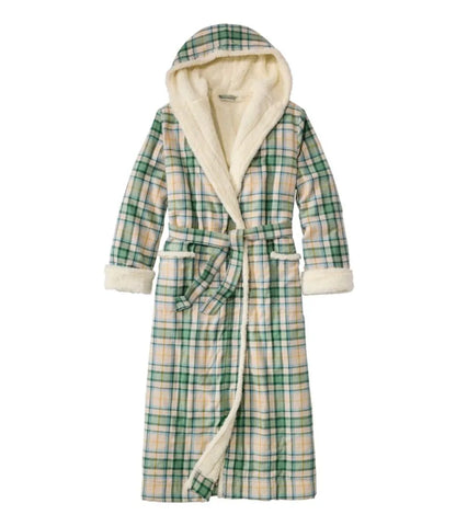 Women's Scotch Plaid Flannel Robe, Sherpa-Lined Long