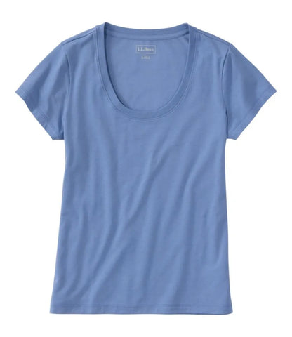 Women's Soft Stretch Supima-Blend Tee, Scoopneck Short-Sleeve