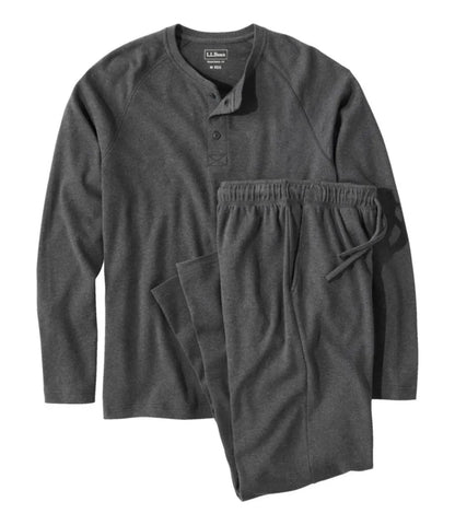 Men's Bean's Cotton Knit Pajamas, Henley PJ Set