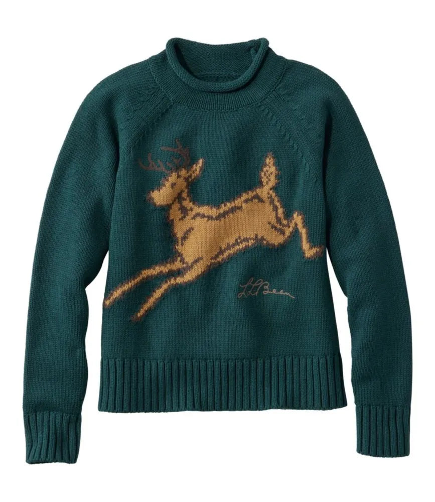 Women's Signature Original Cotton Sweater, Rollneck Novelty