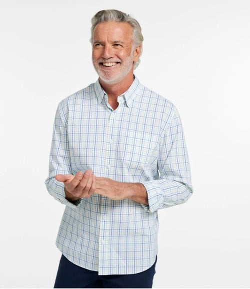 Men's Comfort Stretch Performance® Shirt, Long-Sleeve, Slightly Fitted Untucked Fit, Plaid