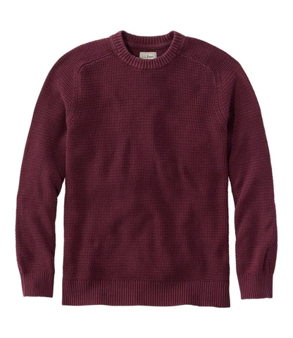 Men's Sunwashed Textured Cotton Sweater, Crewneck