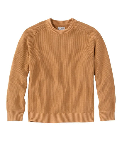 Men's Sunwashed Textured Cotton Sweater, Crewneck