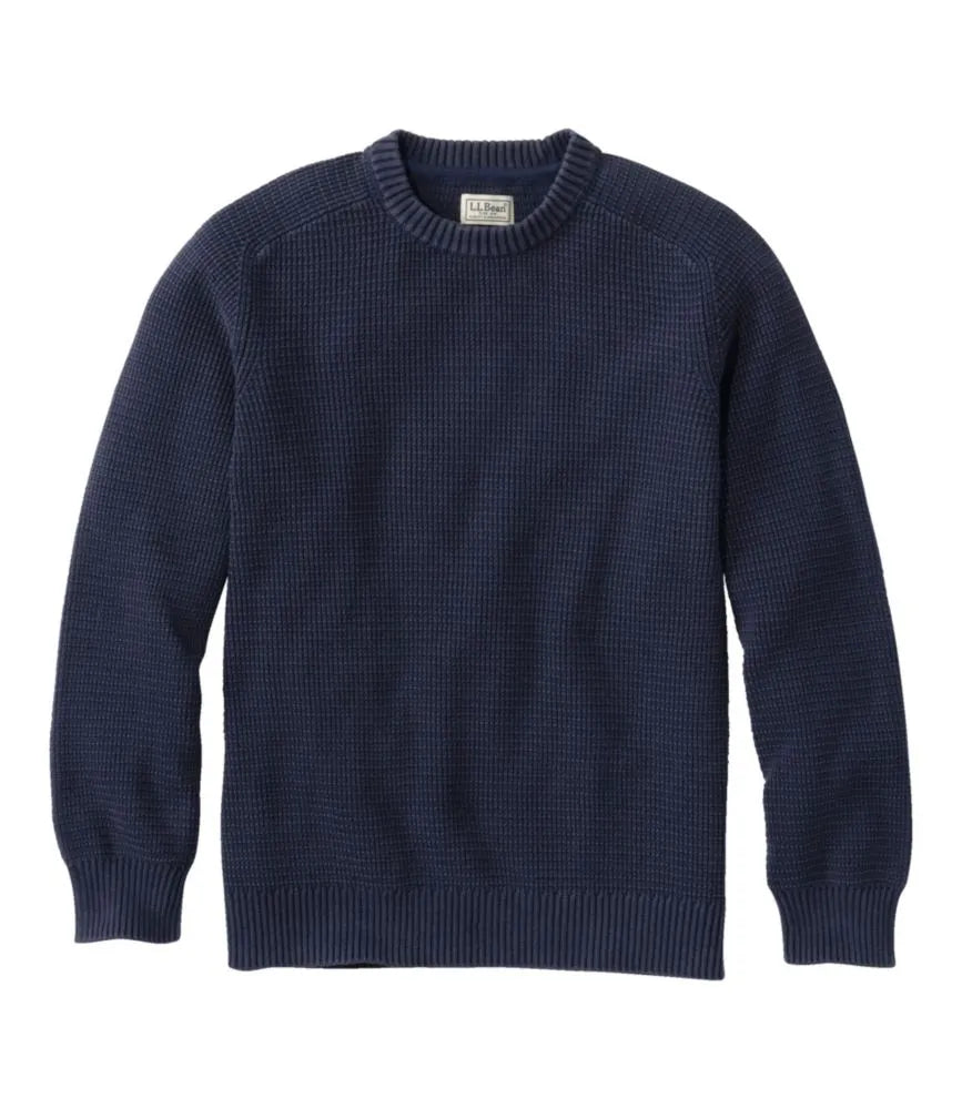 Men's Sunwashed Textured Cotton Sweater, Crewneck