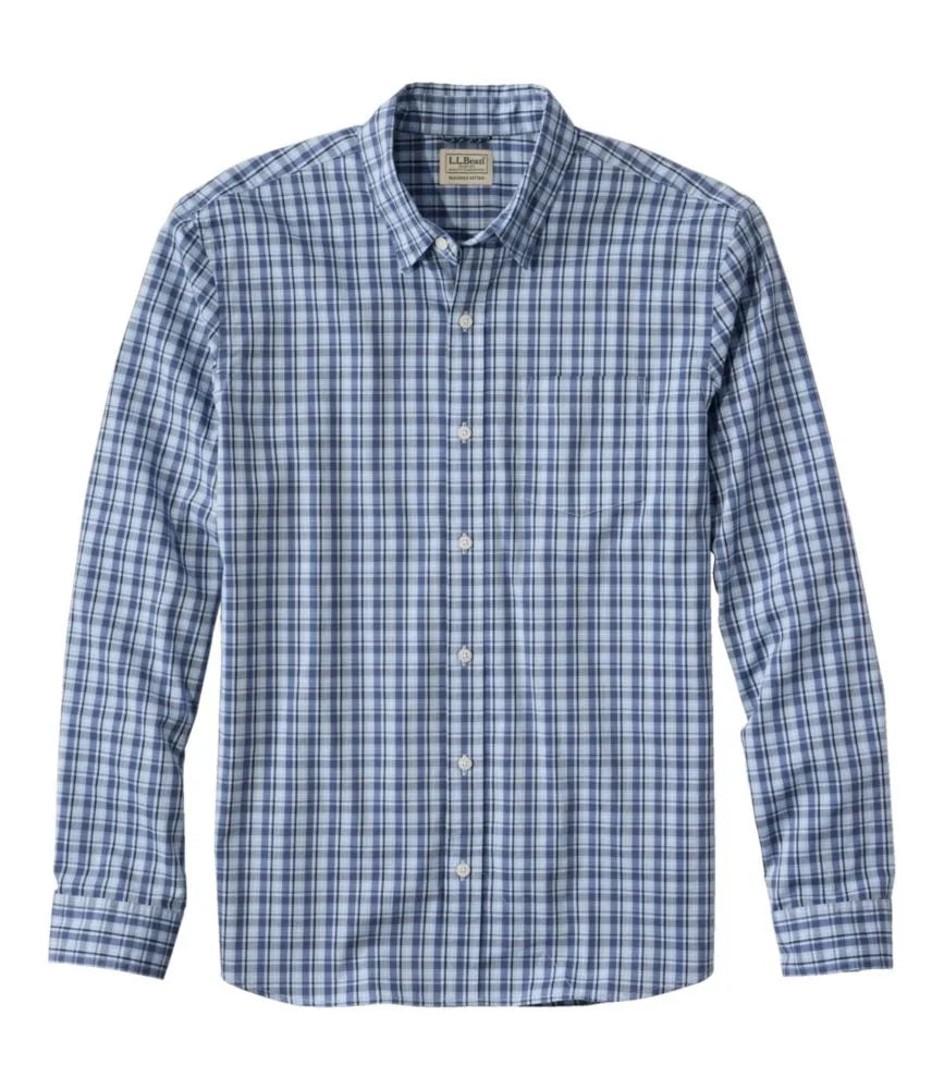 Men's Comfort Stretch Performance® Shirt, Long-Sleeve, Slightly Fitted Untucked Fit, Plaid