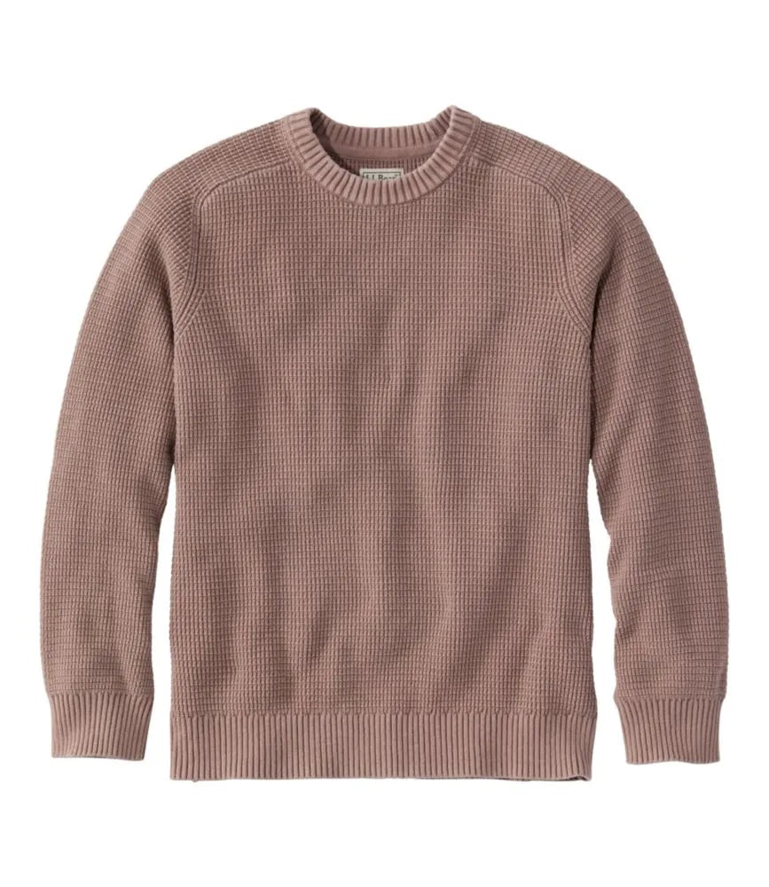 Men's Sunwashed Textured Cotton Sweater, Crewneck