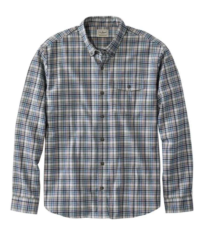 Men's Brushed Jaspé Twill Shirt, Plaid, Traditional Untucked Fit