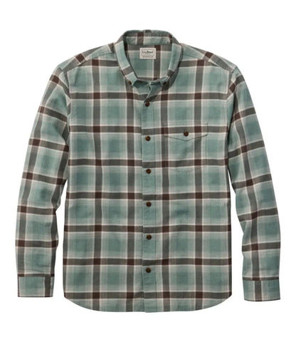 Men's Brushed Jaspé Twill Shirt, Plaid, Traditional Untucked Fit