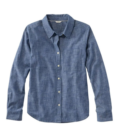 Women's Essential Cotton Shirt, Chambray Long Sleeve