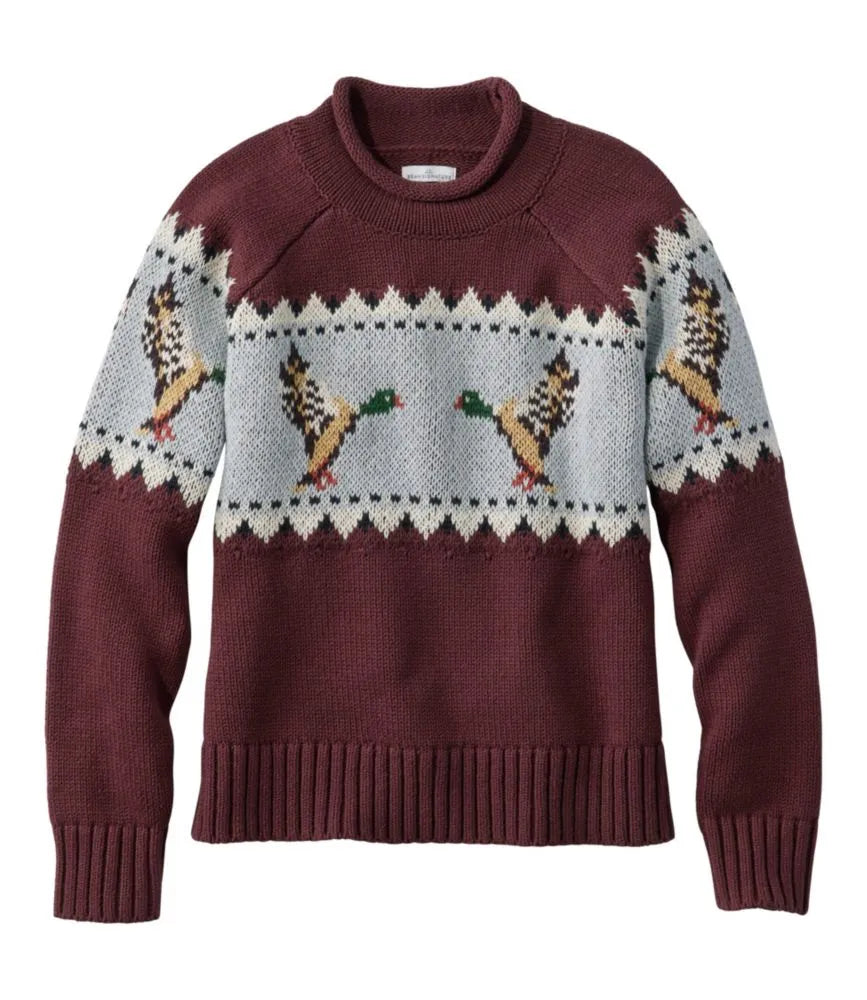 Women's Signature Original Cotton Sweater, Rollneck Novelty